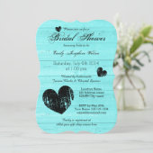 Invitation Cartons d'invitation de douche de mariée turquoise (Debout devant)