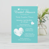 Invitation Cartons d'invitation de douche de mariée turquoise (Debout devant)