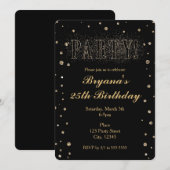 Invitation Cartons d'invitation de FÊTE à paillettes faux dor (Devant / Derrière)