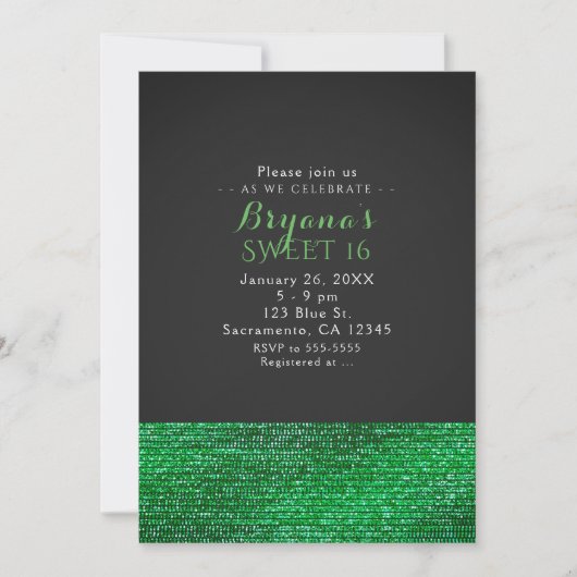 Invitation Cartons d'invitation de fête à paillettes Glam mod (Devant)