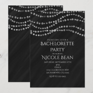 Invitation Cartons d'invitation de fête Black & Diamond Glamo
