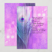 Invitation Cartons d'invitation de fête boho rose et bleu à p (Devant / Derrière)