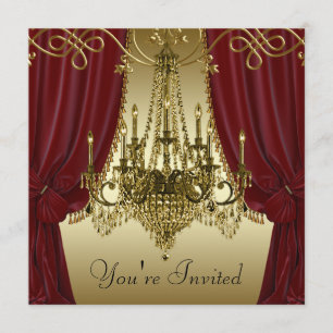 Invitation Cartons d'invitation de fête Chandeliers Rouge Bou