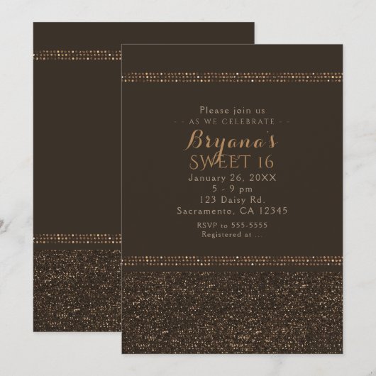 Invitation Cartons d'invitation de fête chic marron bronze sc (Devant / Derrière)