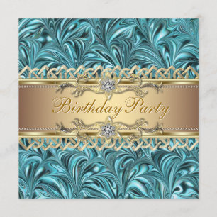 Invitation Cartons d'invitation de fête d'anniversaire Bleu s