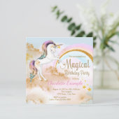 Invitation Cartons d'invitation de fête d'anniversaire licorn (Debout devant)