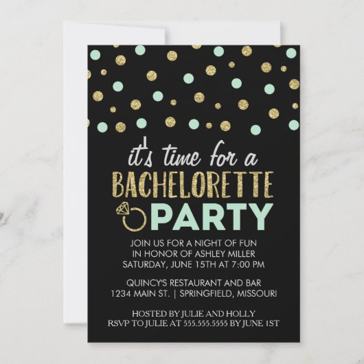 Invitation Cartons d'invitation de fête de bachelor chic avec (Devant)
