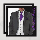 Invitation Cartons d'invitation de fête de bachelor en smokin (Devant / Derrière)