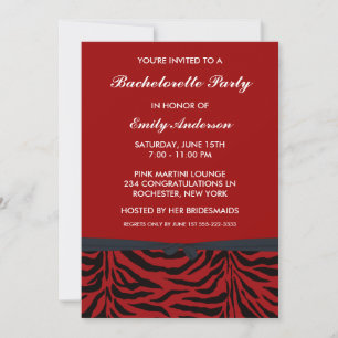 Invitation Cartons d'invitation de fête de bachelorat Red Zeb