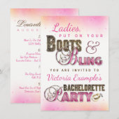 Invitation Cartons d'invitation de fête de Bachelorette Boots (Devant / Derrière)