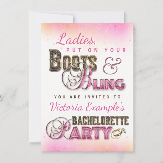 Invitation Cartons d'invitation de fête de Bachelorette Boots (Devant)