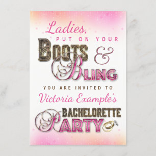Invitation Cartons d'invitation de fête de Bachelorette Boots