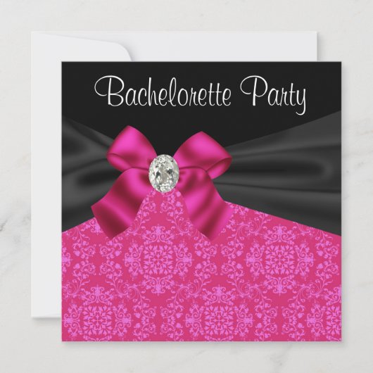 Invitation Cartons d'invitation de fête de Bachelorette rose (Devant)