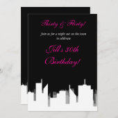 Invitation Cartons d'invitation de fête en noir et blanc en v (Devant / Derrière)