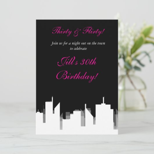 Invitation Cartons d'invitation de fête en noir et blanc pour (Debout devant)