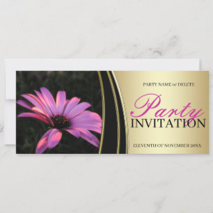 Invitation Cartons d'invitation de fête en satin doré et fleu