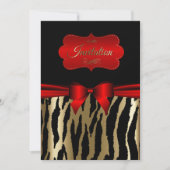 Invitation Cartons d'invitation de fête exotiques or et rouge (Devant)