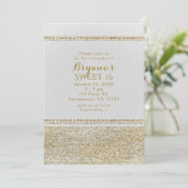 Invitation Cartons d'invitation de fête Glam Chic or et blanc (Debout devant)