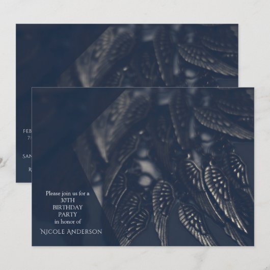 Invitation Cartons d'invitation de fête gothique avec ailes d (Devant / Derrière)