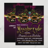 Invitation Cartons d'invitation de fête masqués de couleur vi (Devant / Derrière)