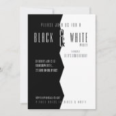 Invitation Cartons d'invitation de fête moderne noir et blanc (Devant)