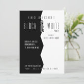 Invitation Cartons d'invitation de fête moderne noir et blanc (Debout devant)