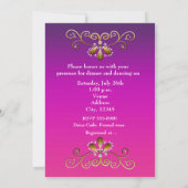 Invitation Cartons d'invitation de fête rose violet or prince (Dos)