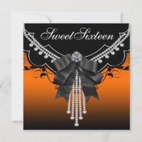 Cartons d'invitation de fête Sweet Sixteen Orange 