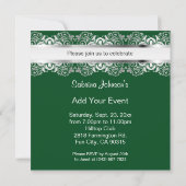 Invitation Cartons d'invitation de fête Vert foncé et argent (Dos)