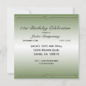 Invitation Cartons d'invitation de fête verts et argent à mot (Dos)