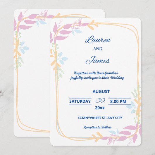 Invitation Cartons d'invitation de mariage (Devant / Derrière)