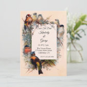 Invitation Cartons d'invitation de mariage à cadre oiseaux vi (Debout devant)