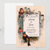 Invitation Cartons d'invitation de mariage à cadre oiseaux vi (Devant / Derrière)