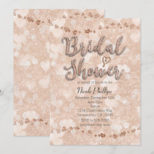Invitation Cartons d'invitation de mariage à coeurs en or ros