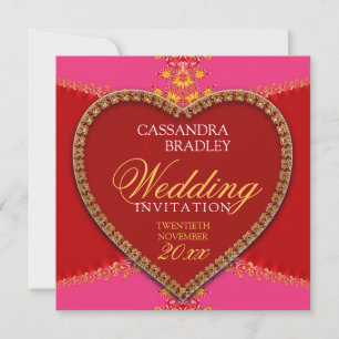 Invitation Cartons d'invitation de mariage à dentelle or rose