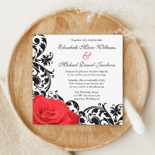 Invitation Cartons d'invitation de mariage à la rose rouge et