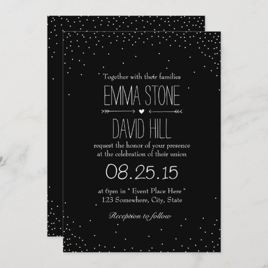 Invitation Cartons d'invitation de mariage à points de confet (Devant / Derrière)