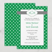 Invitation Cartons d'invitation de mariage à pois verts (Devant / Derrière)