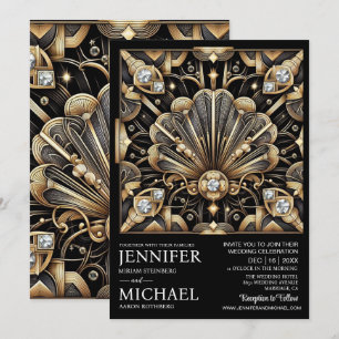 Invitation Cartons d'invitation de mariage Art déco noir et o