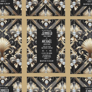 Invitation Cartons d'invitation de mariage Art déco noir et o