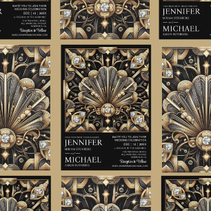 Invitation Cartons d'invitation de mariage Art déco noir et o