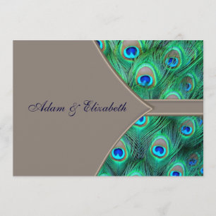 Invitation Cartons d'invitation de mariage au paon bleu marro