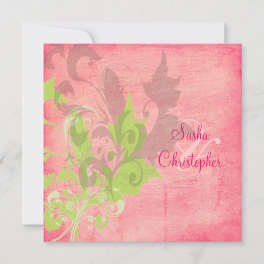 Invitation Cartons d'invitation de mariage avec feuilles orne (Devant)