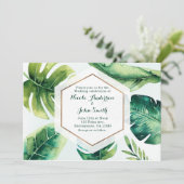 Invitation Cartons d'invitation de mariage blancs aux feuille (Debout devant)