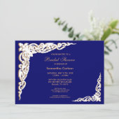 Invitation Cartons d'invitation de mariage bleu marine et or (Debout devant)