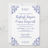 Invitation Cartons d'invitation de mariage bleu royal élégant (Devant)