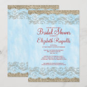 Invitation Cartons d'invitation de mariage Blue & Red Rustic (Devant / Derrière)