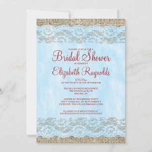 Invitation Cartons d'invitation de mariage Blue & Red Rustic