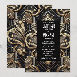 Invitation Cartons d'invitation de mariage diamant noir et or