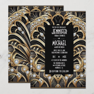 Invitation Cartons d'invitation de mariage diamant noir et or